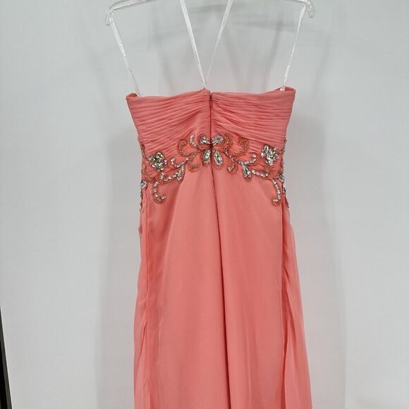 JVN BY JOVANI maxi dress strapless beaded sequins formal chiffon pink scarf 10 - Picture 7 of 10